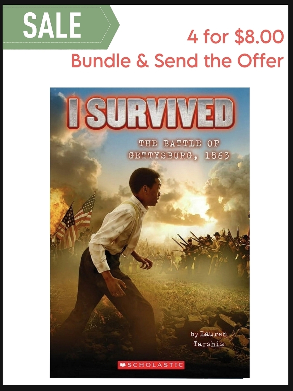 Scholastic I Survived: Gettysburg Cover with Red and Gold Accents